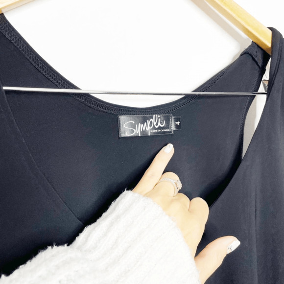 Sympli Scoop neck tiered high low layering tank top vest black pullover womens 4 - Picture 6 of 6